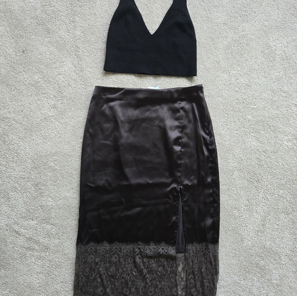 Future Collective Women's Lace Midi Slip Skirt ~ Grey Reese Blutstein Size 6 NWT - Picture 4 of 7